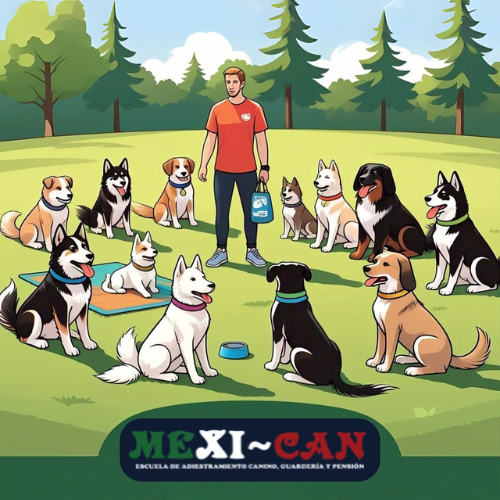 Perros disfrutando clases grupales en alberca exclusiva + campo 17,000m²